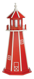 Cardinal Red Poly & Wood Hybrid Lighthouse with Solar LED Light, 70" Tall P33044