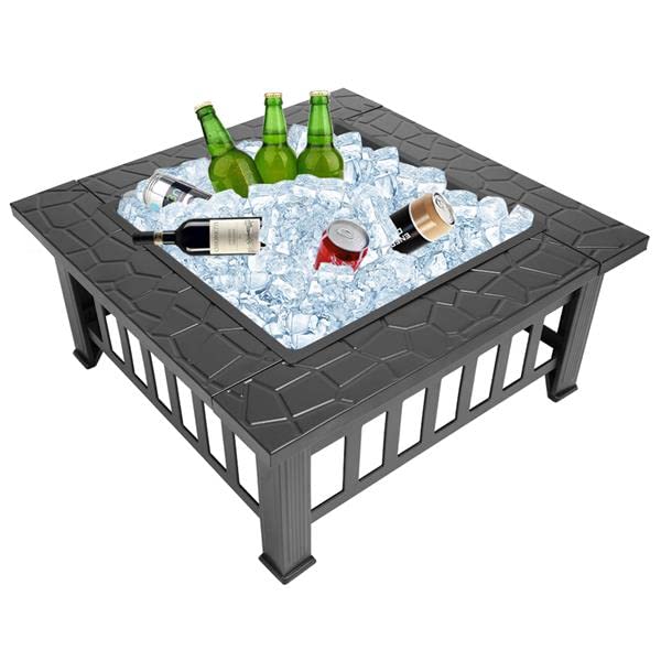 32 Inch Wood Burning Metal Fire Pit with Spark Screen and Poker M32767