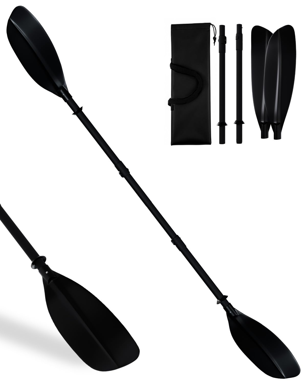 Adjustable Kayak Paddle 62–87 Inches Stainless Steel Fiberglass Non-Slip Grip with Carry Bag A934