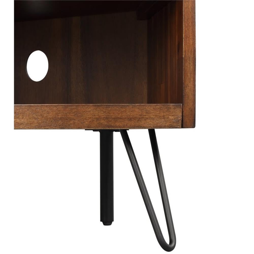 Brown Acacia Wood Corner Media Stand D94314