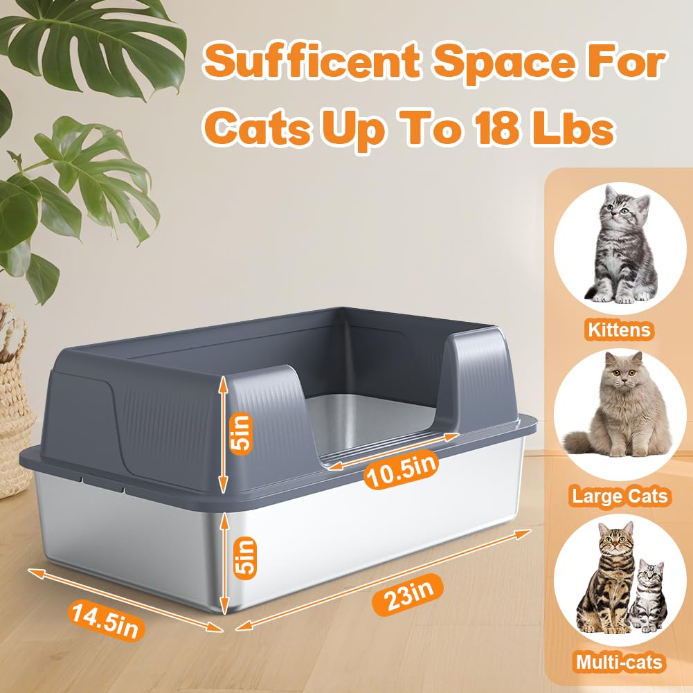 XL Stainless Steel Cat Litter Box F358147