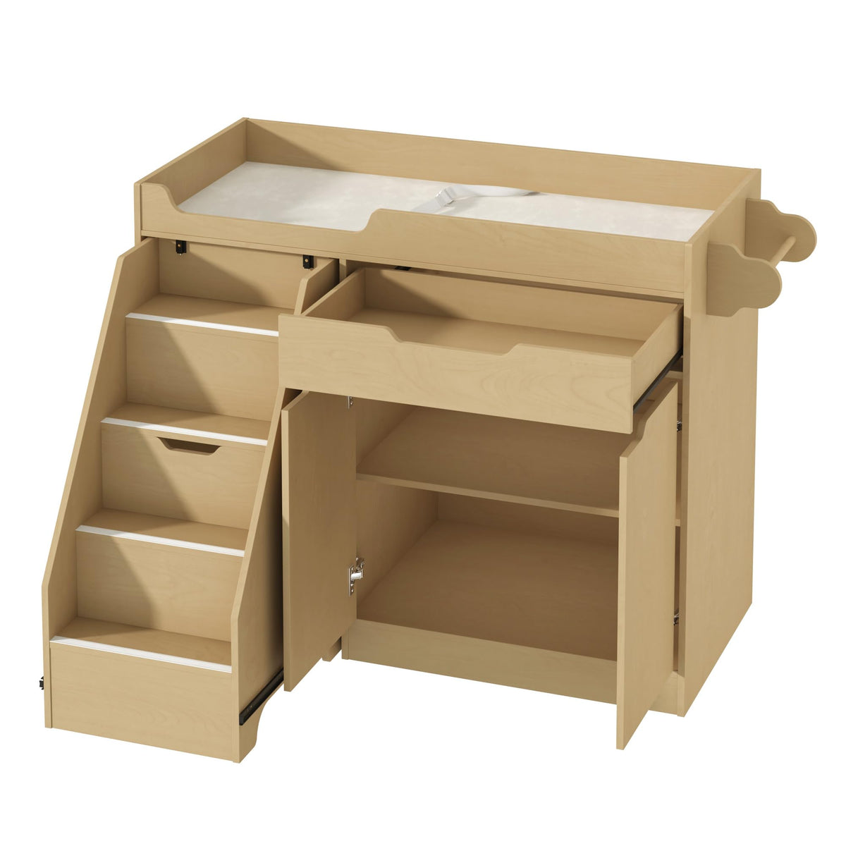 Oak Baby Changing Table with Drawers and Stairs X824275