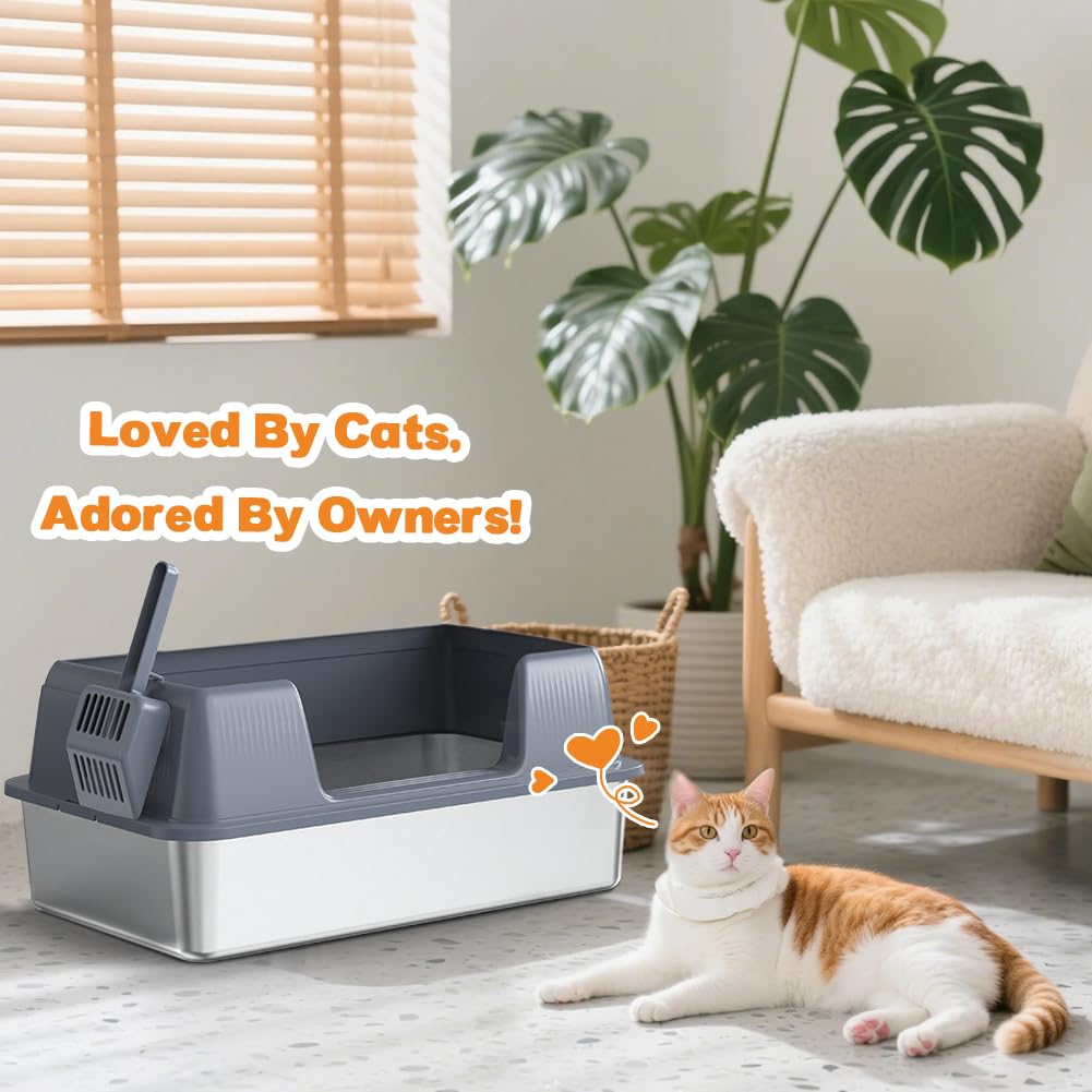 XL Stainless Steel Cat Litter Box F358147
