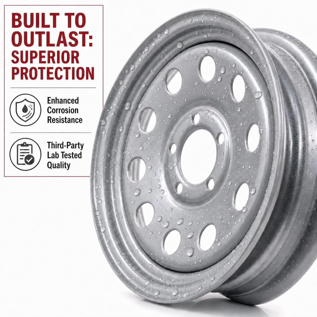 15 Inch 5 Lug Silver Trailer Wheel O420