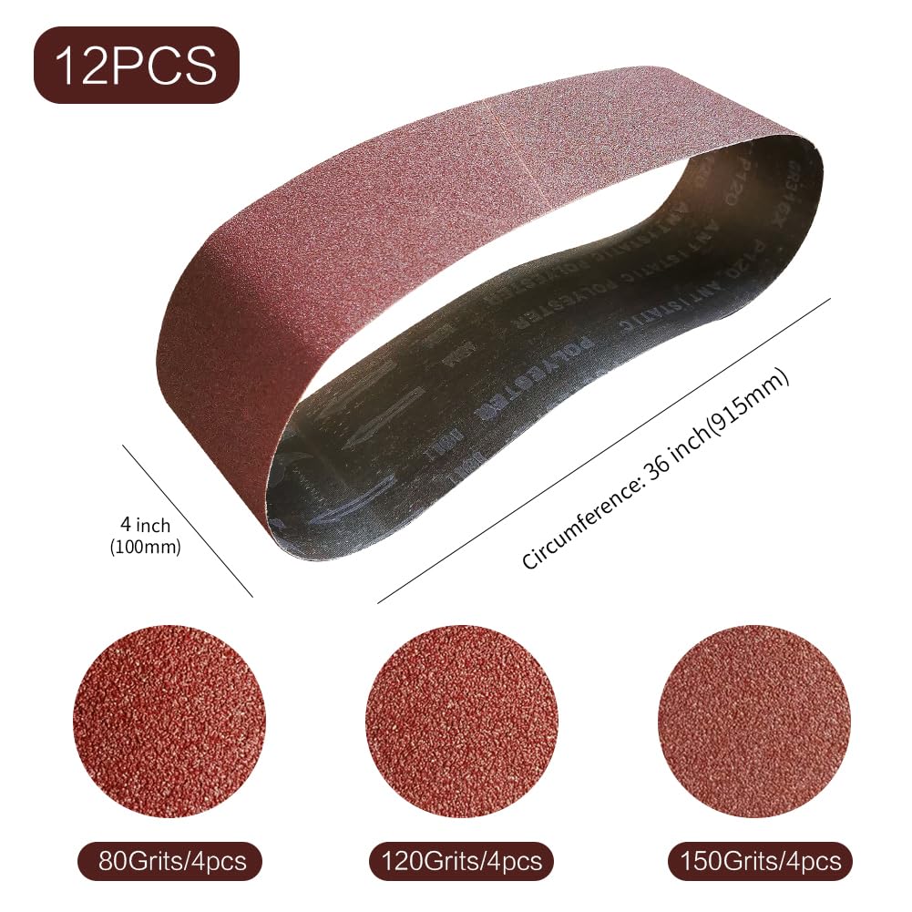 4 x 36 Inch 12 Pcs Aluminum Oxide Sanding Belt Q561