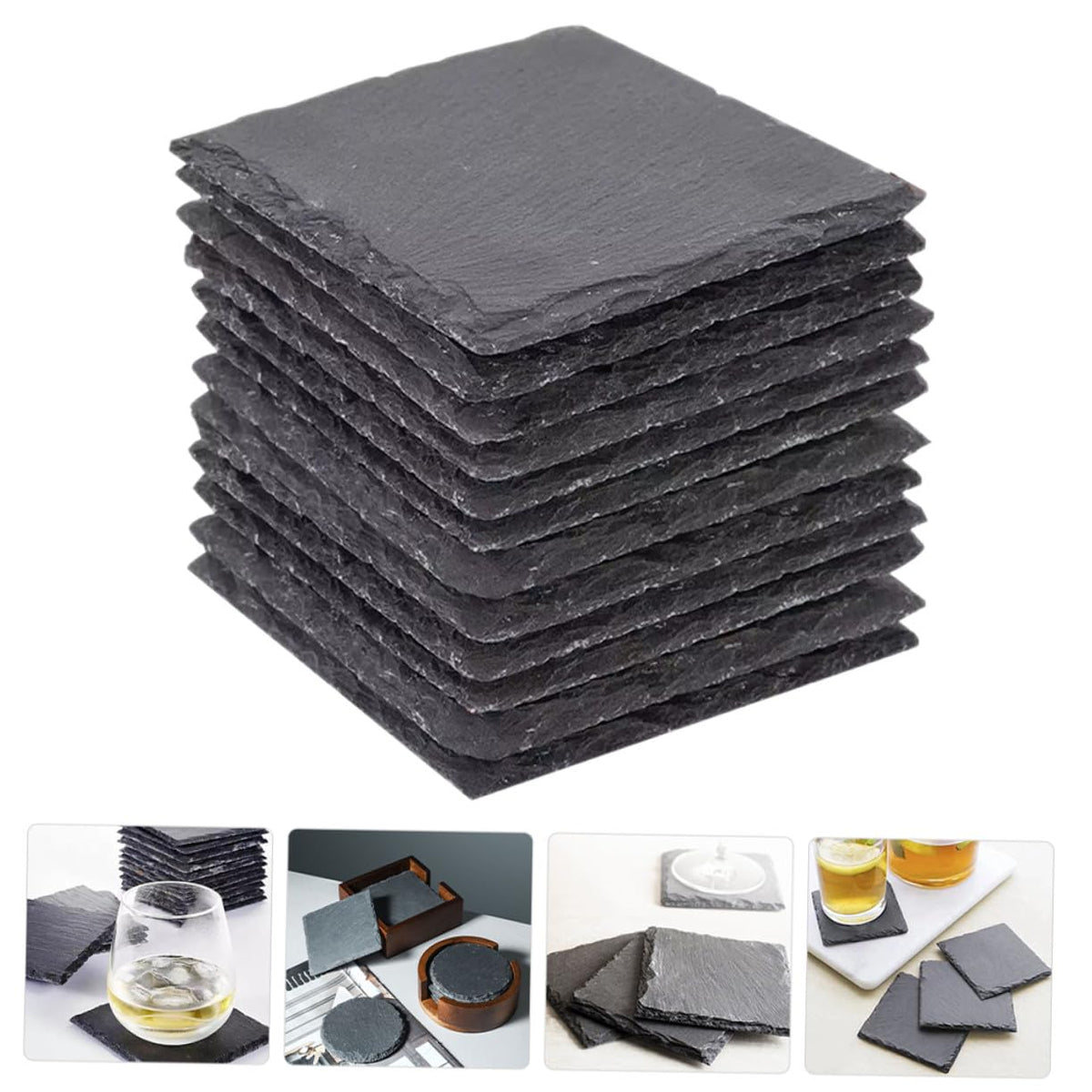 12pcs Natural Stone Coasters Non-Slip Drink Set Y11324