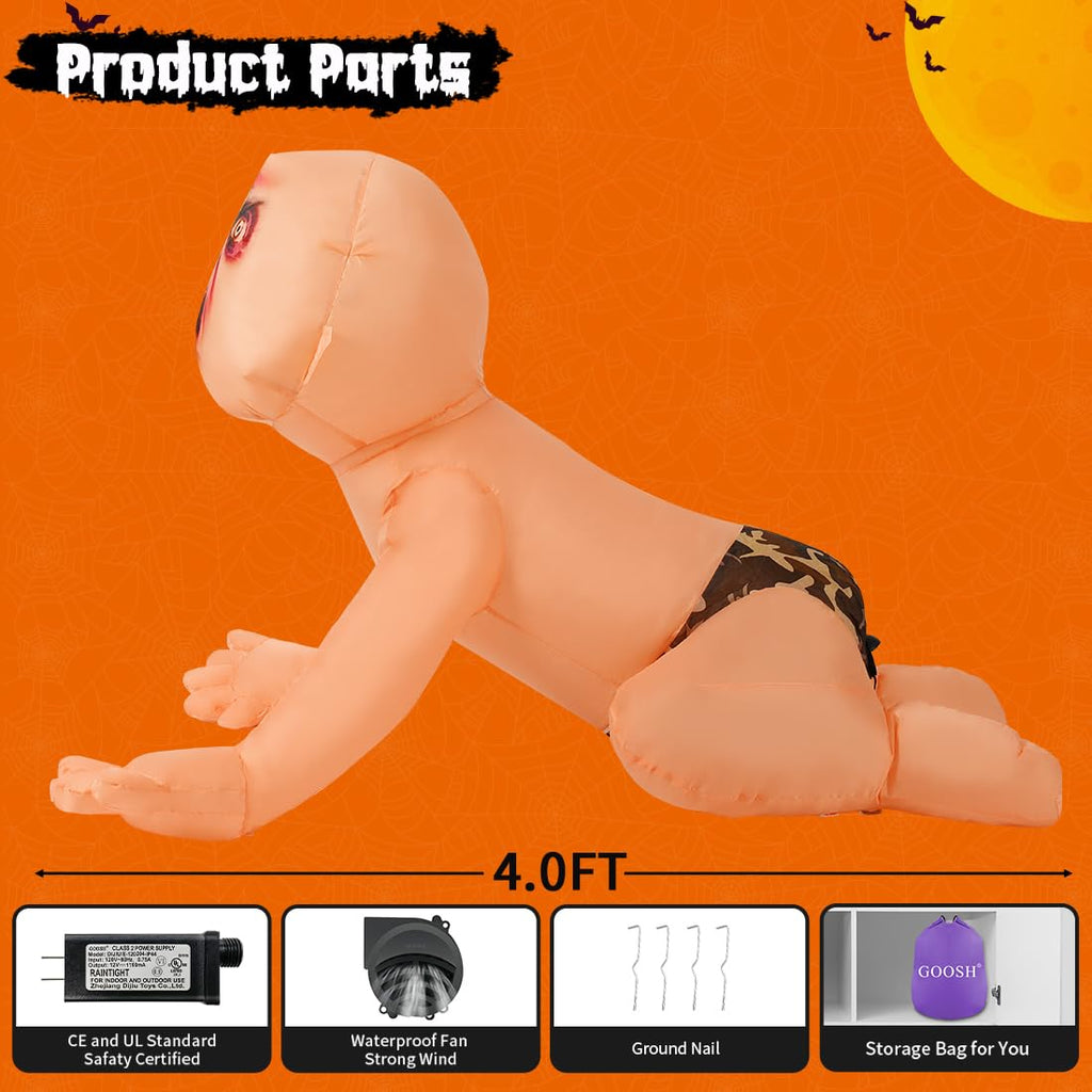 4 FT Inflatable Zombie with Built-in LEDs H222