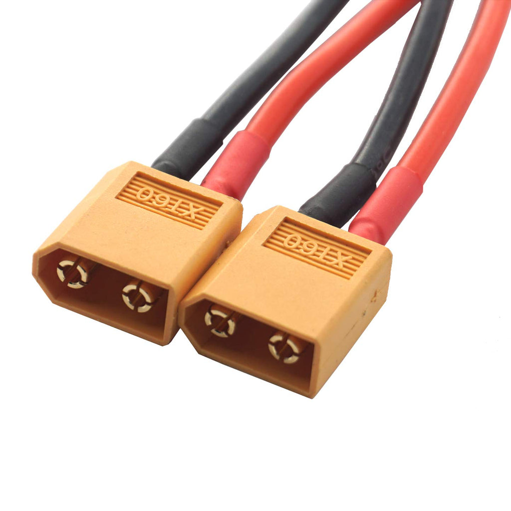 14AWG XT60 Parallel Battery Connector 2-Male to 1-Female Cable Splitter Harness Adapter S408781