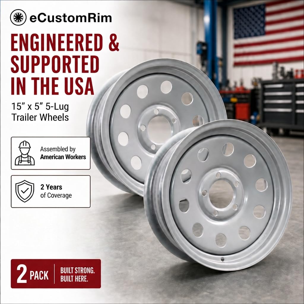 15 Inch 5 Lug Silver Trailer Wheel O420