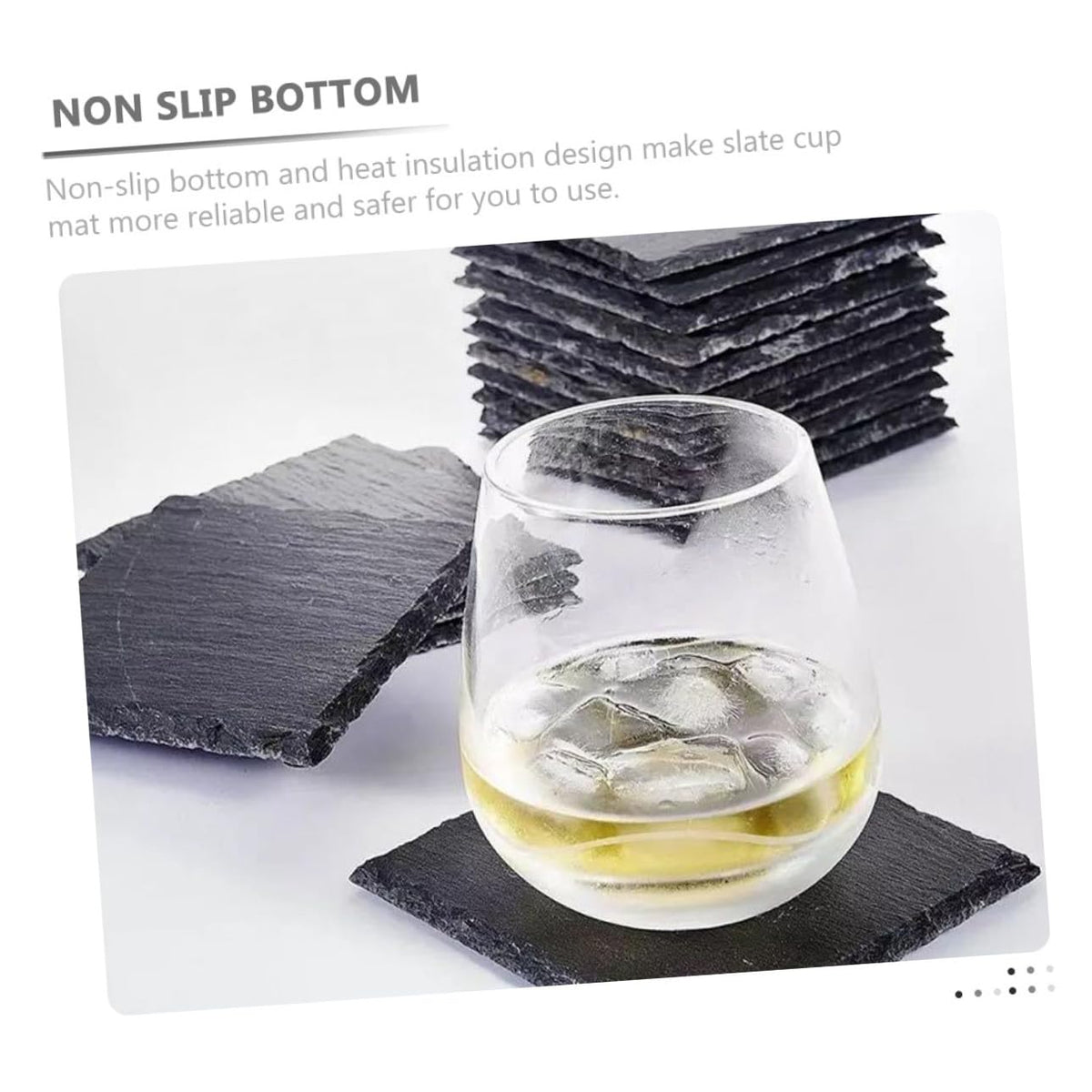 12pcs Natural Stone Coasters Non-Slip Drink Set Y11324