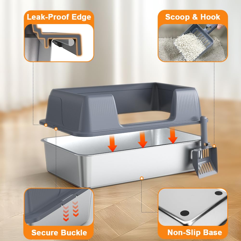 XL Stainless Steel Cat Litter Box F358147