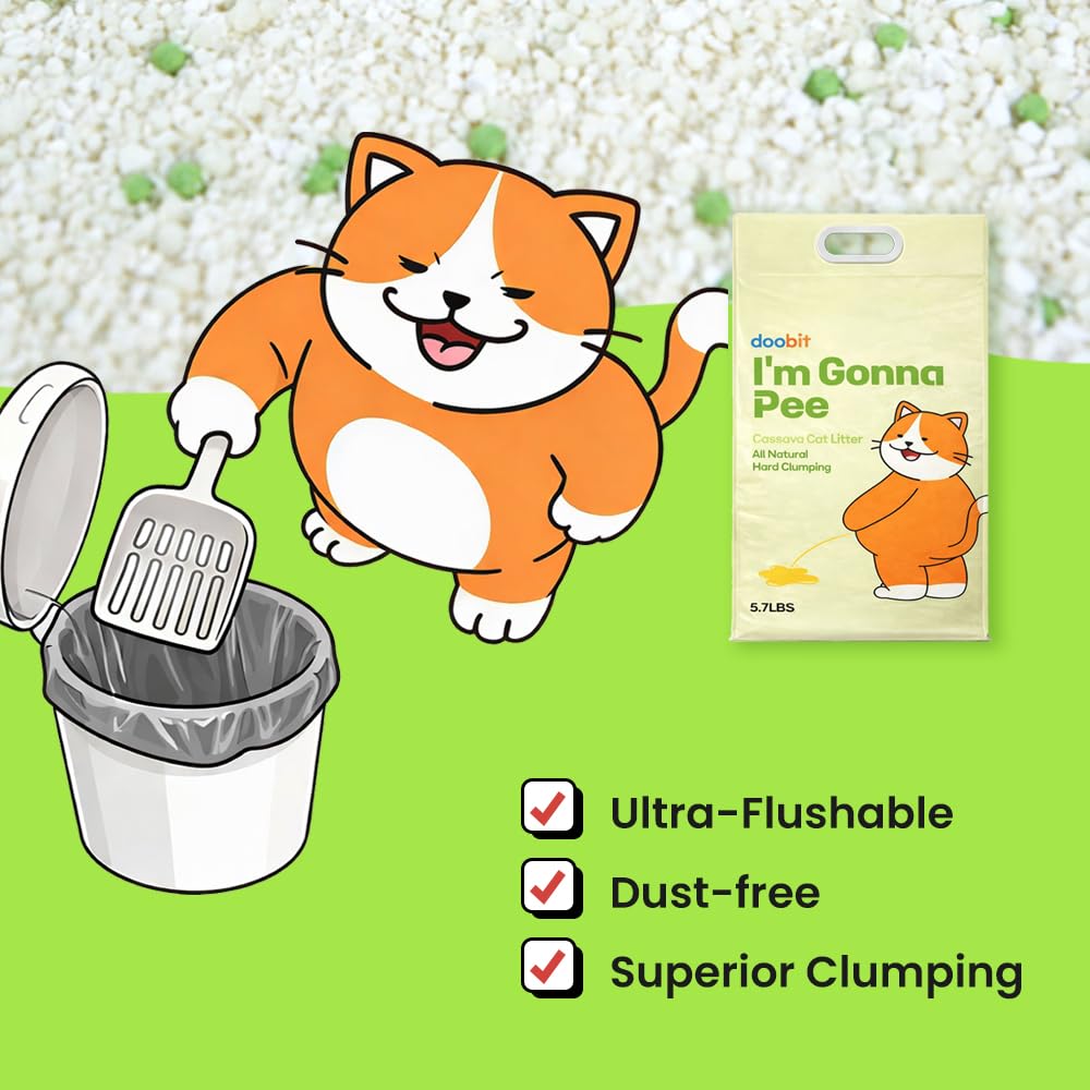 Cassava Cat Litter, Odor Control Dust-Free Clumping Litter R284789