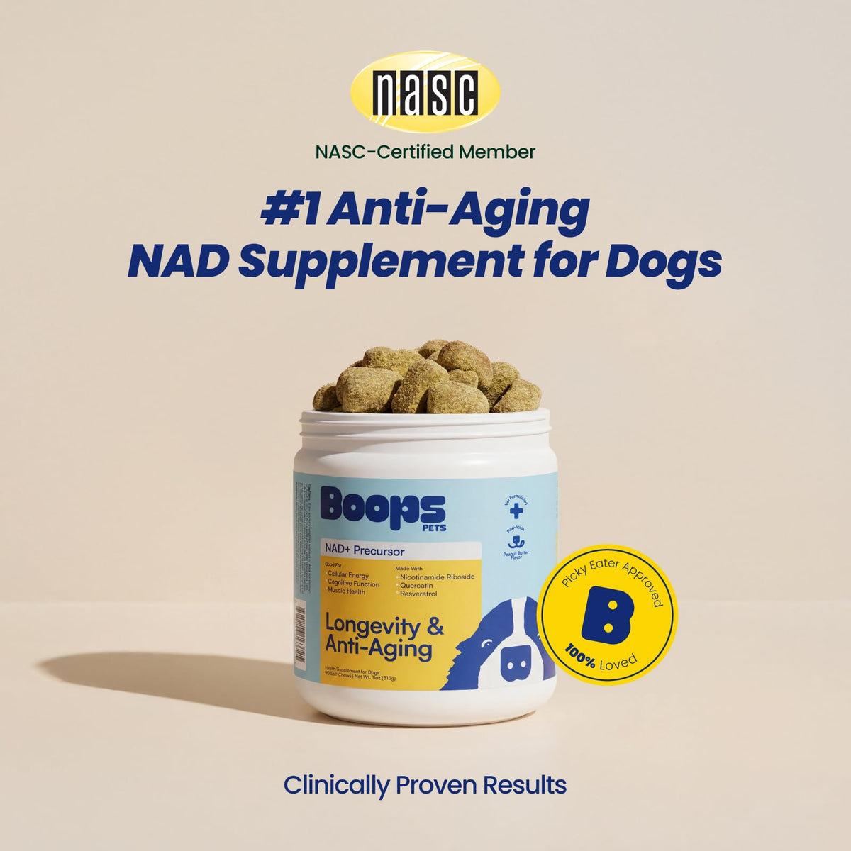 90 Soft Chews NAD+ Precursor Senior Dog Supplement V31897