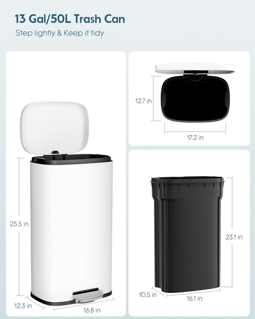 13.2 Gal Stainless Steel Step Trash Can Z47955