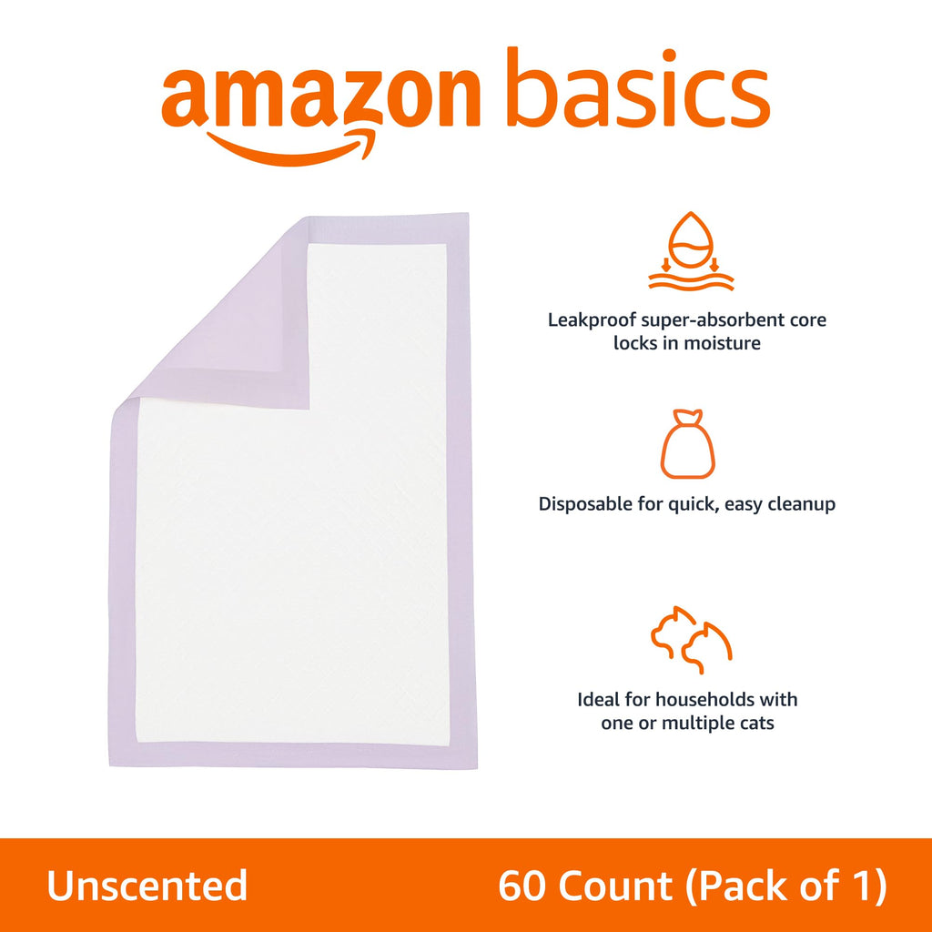 Cat Pee Pads, Super Absorbent, Disposable, Unscented, 60 Count C58477