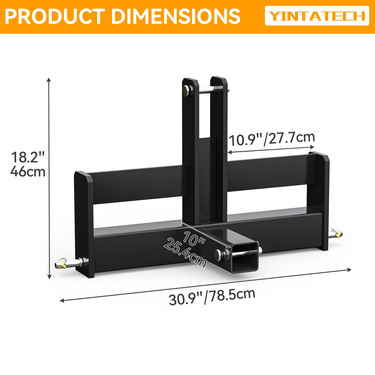 3 Point Hitch Receiver with Suitcase Weight Brackets Category 1 I578