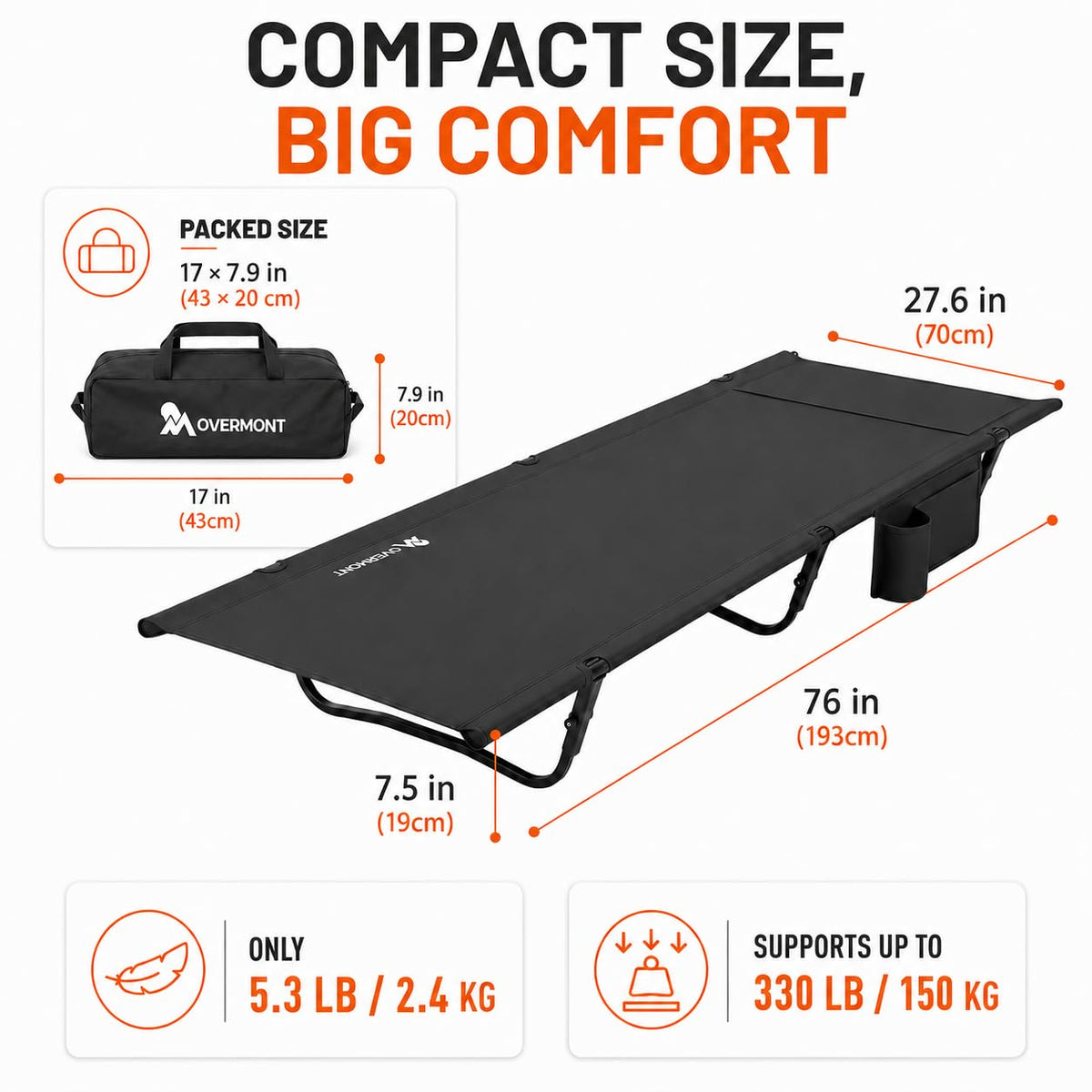 Portable Camping Cot with Pillow Pocket M330118