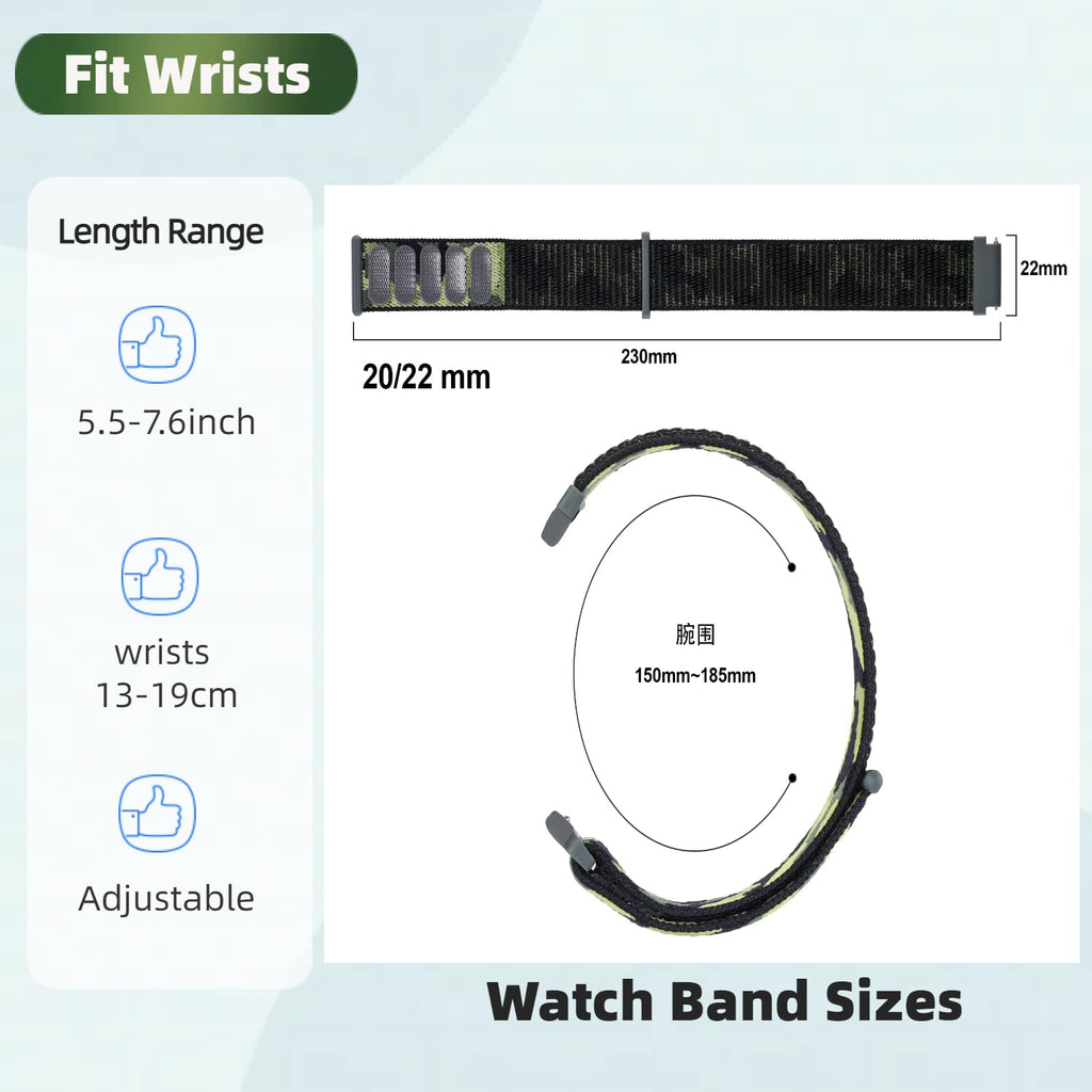 3 Pack 20mm Nylon Sport Loop Band Camouflage C8627