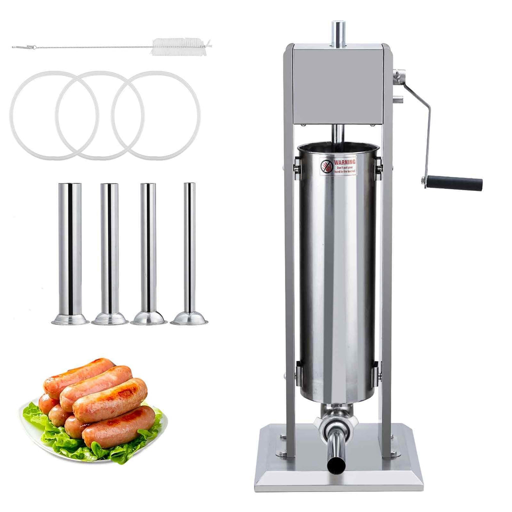 Manual Stainless Steel Sausage Stuffer with 4 Stuffing Tubes F399