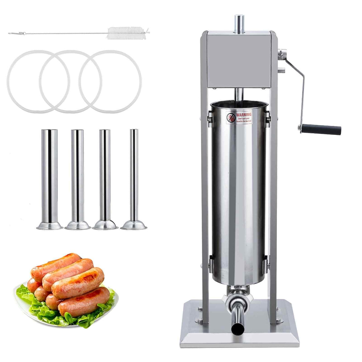 Manual Stainless Steel Sausage Stuffer with 4 Stuffing Tubes F399