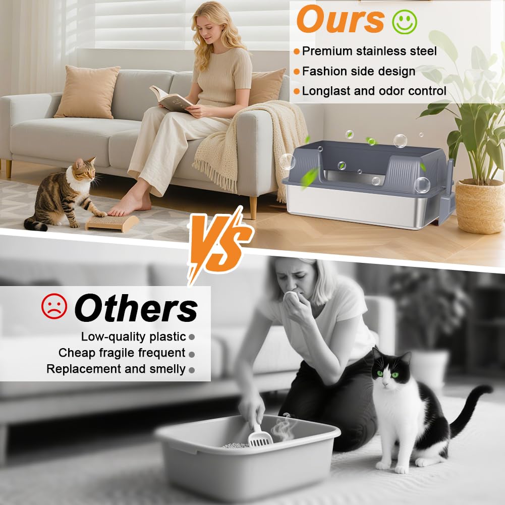 XL Stainless Steel Cat Litter Box F358147
