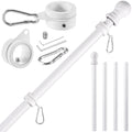 White 5 FT Stainless Steel Wall Mount Flag Pole Kit with 360° Rotating Rings V5262