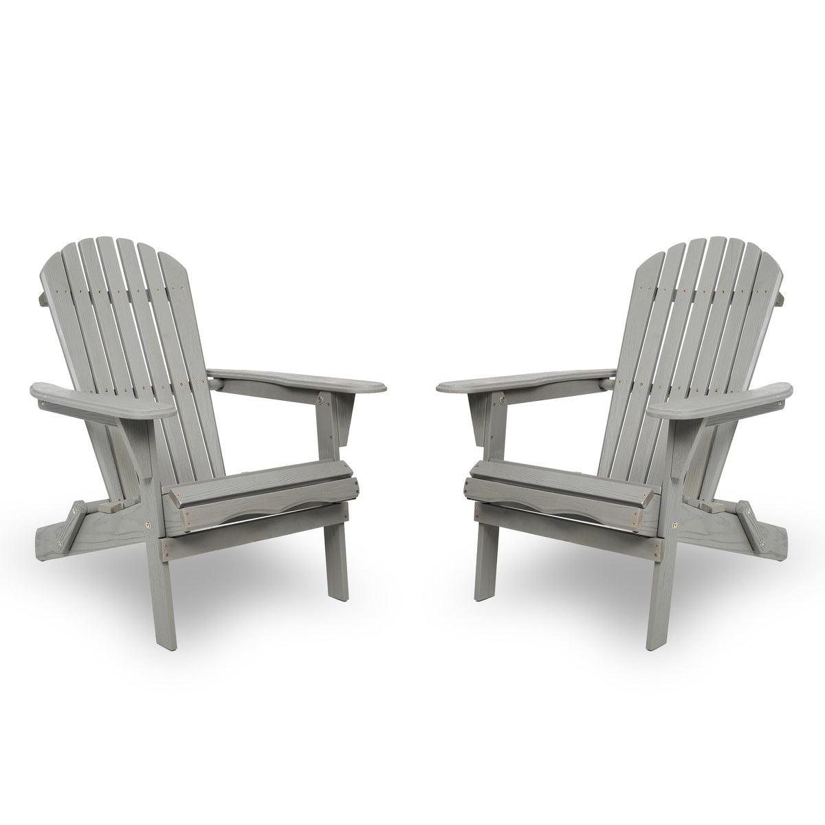 Folding Adirondack Chair Set of 2 Solid Cedar Wood Gray G4320