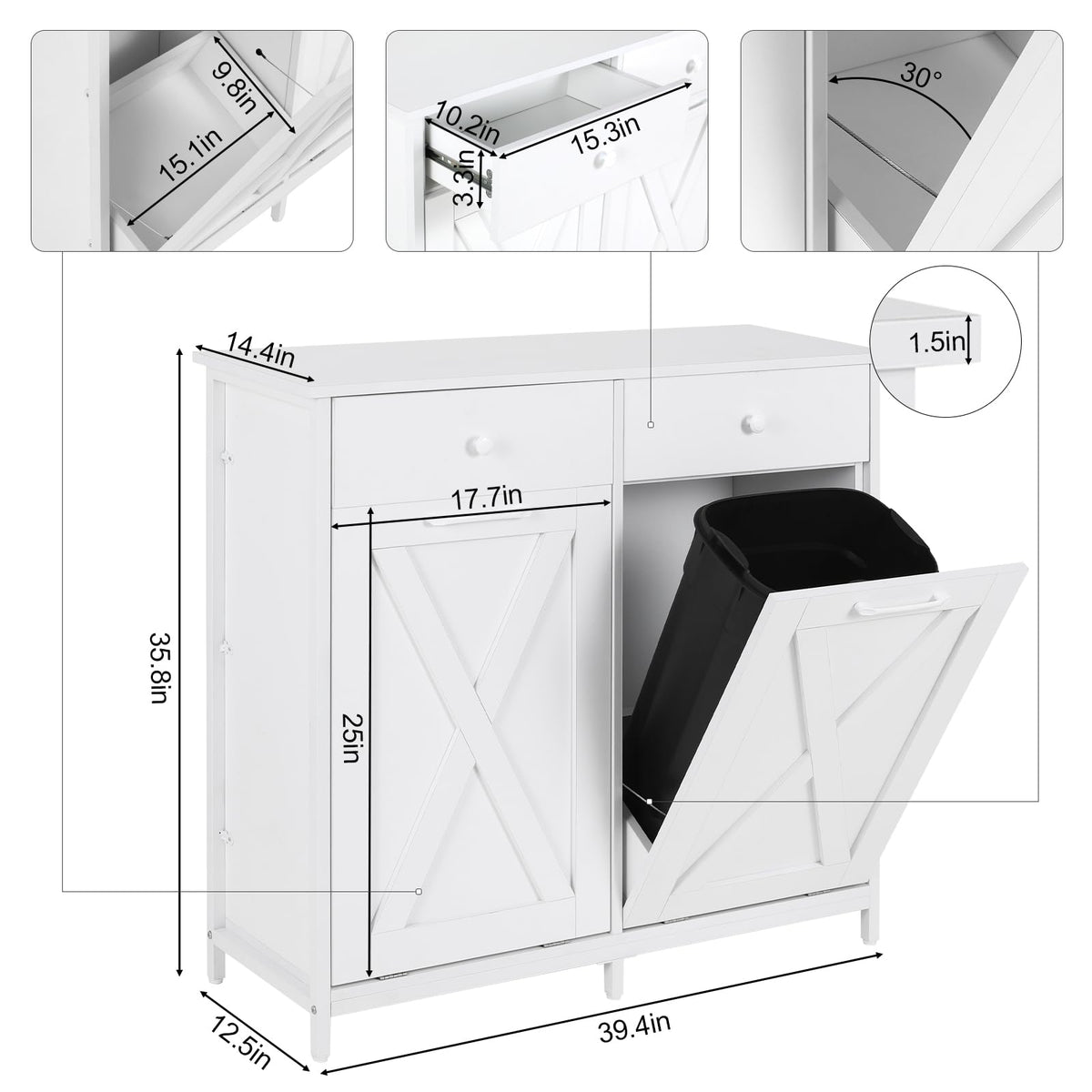Double Tilt Out Trash Cabinet 20 Gal with Drawers Z406185