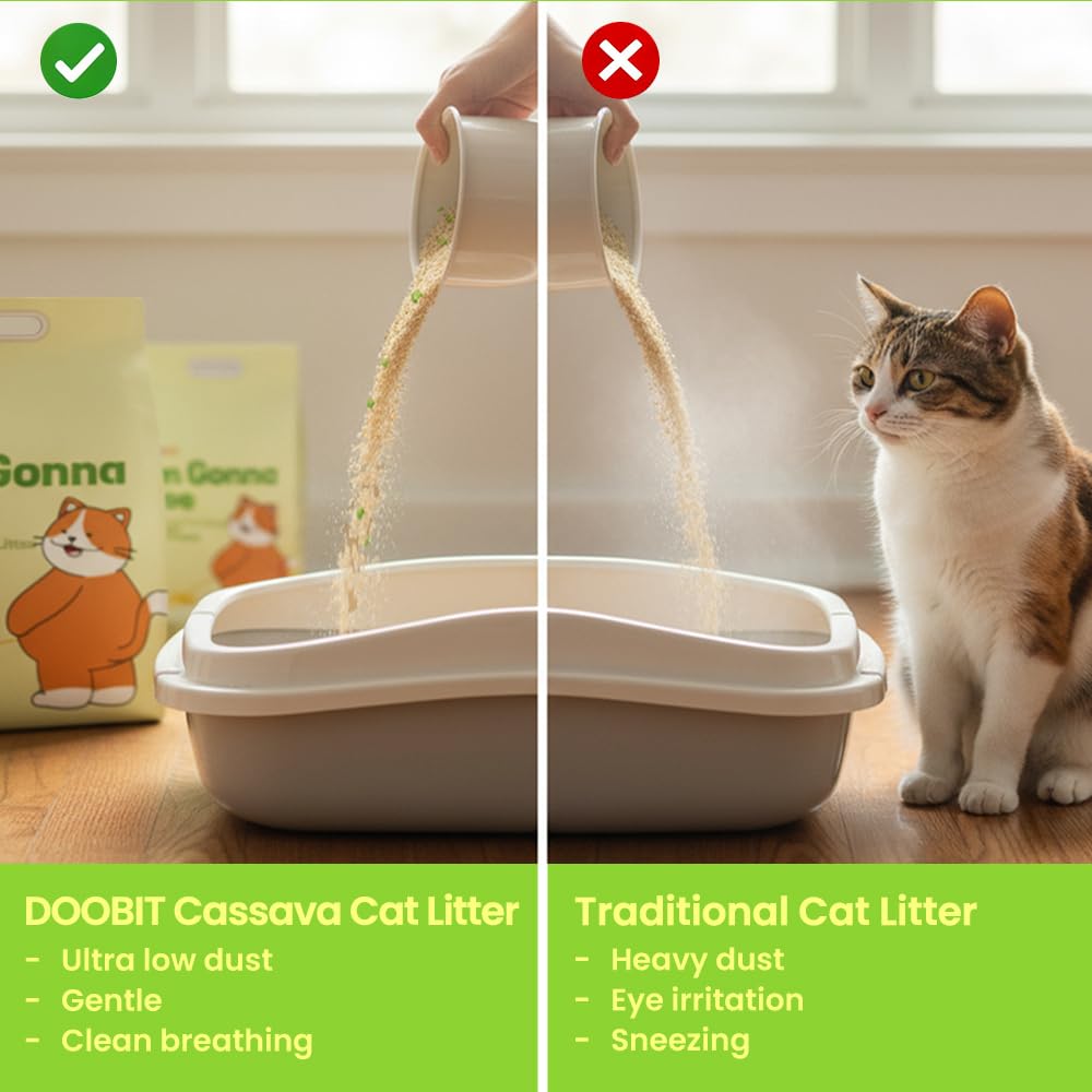 Cassava Cat Litter, Odor Control Dust-Free Clumping Litter R284789