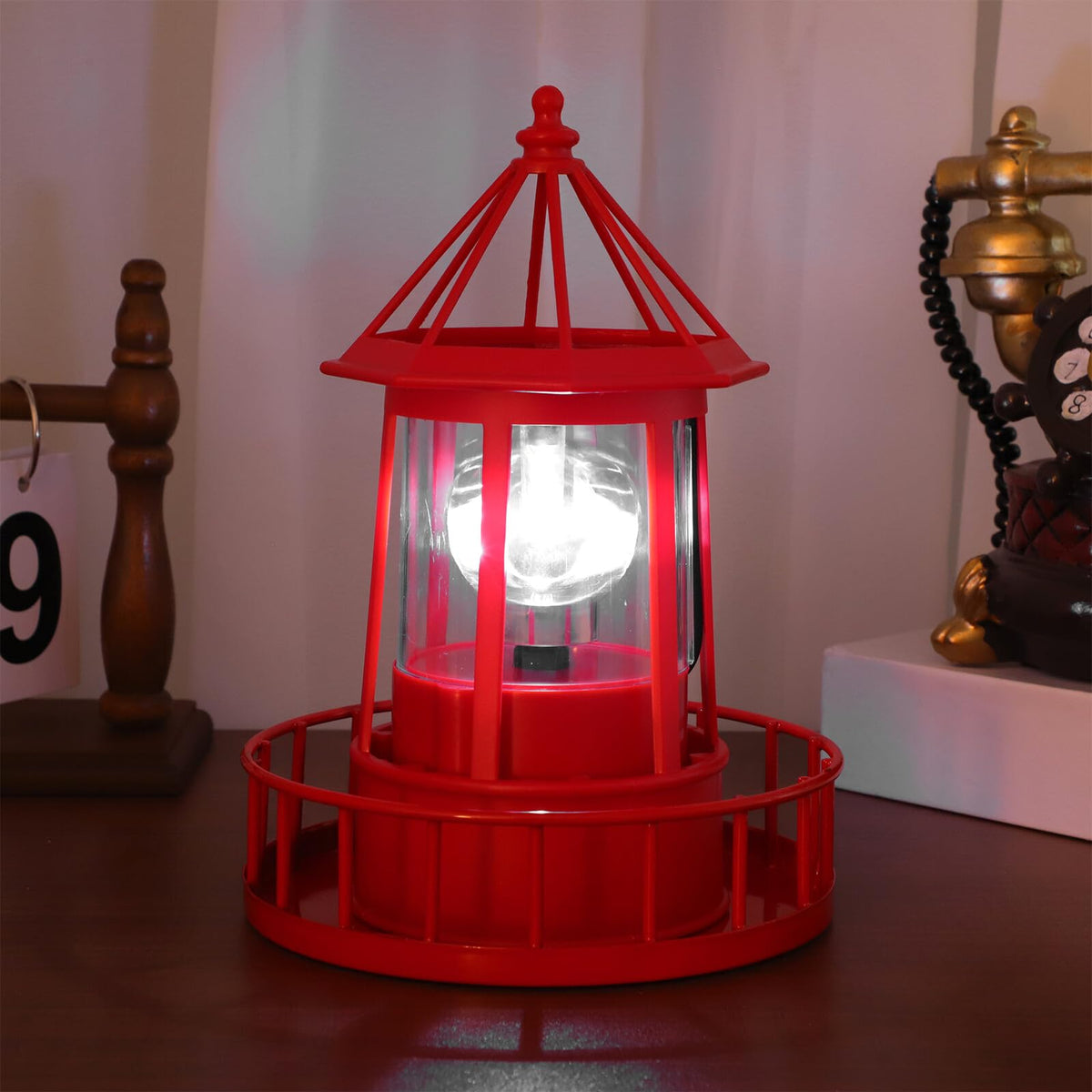 Solar Powered Rotating Lighthouse Garden Light H70898