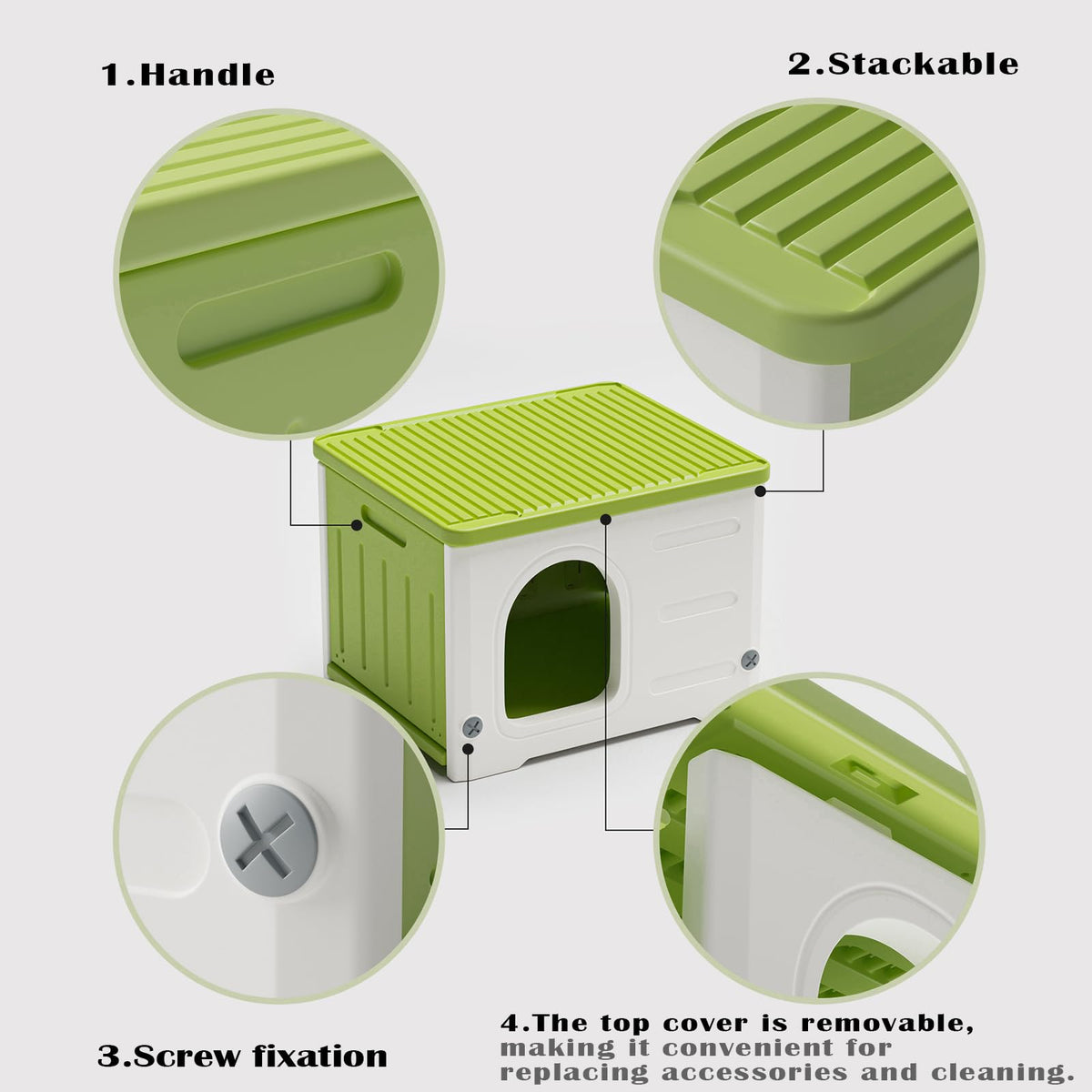 Plastic Stackable Weatherproof Elevated Cat House N738
