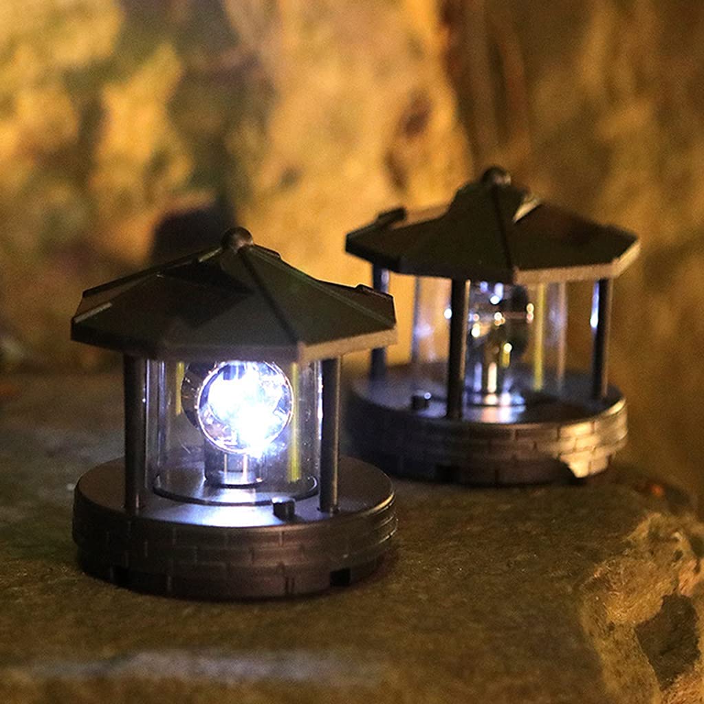 2 Pieces Solar Powered Lighthouse Shape Light V703