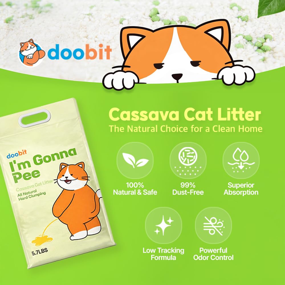 Cassava Cat Litter, Odor Control Dust-Free Clumping Litter R284789