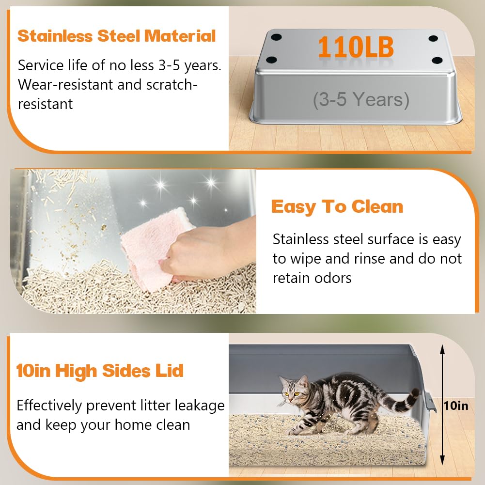 XL Stainless Steel Cat Litter Box F358147