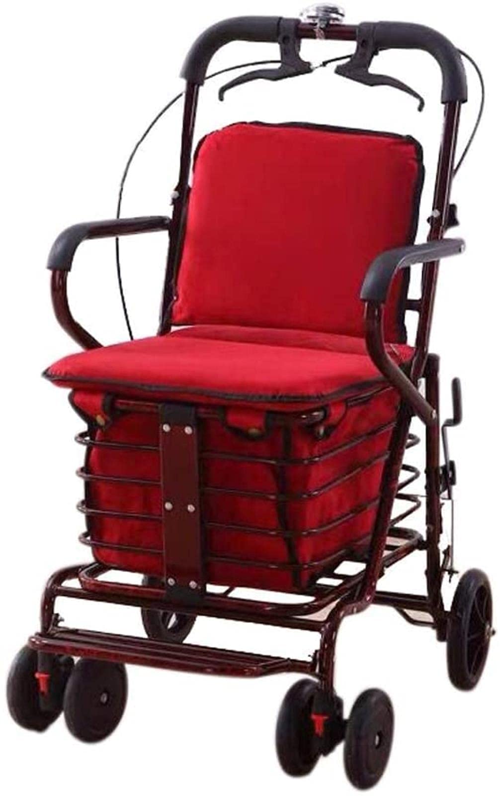 Folding Carbon Steel Rollator Walker Shopping Trolley G490743