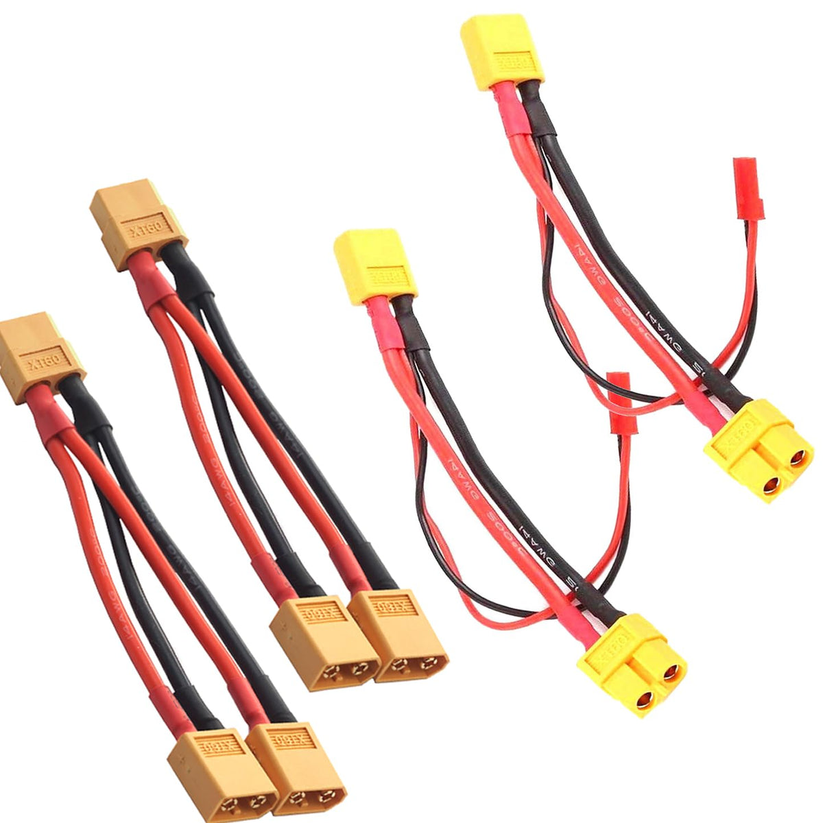 14AWG XT60 Parallel Battery Connector 2-Male to 1-Female Cable Splitter Harness Adapter S408781