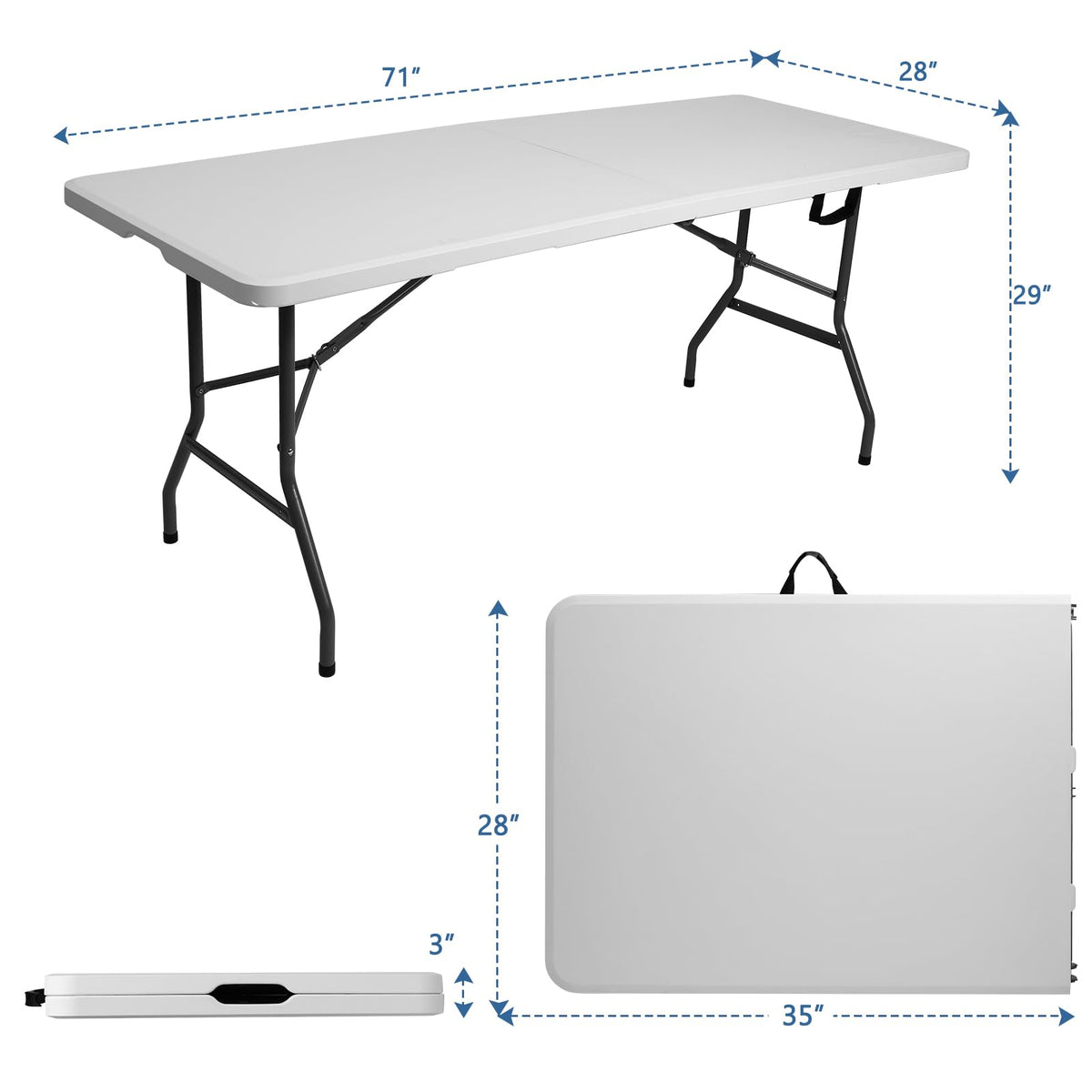 6 ft Plastic Folding Table with Carry Handle A14172