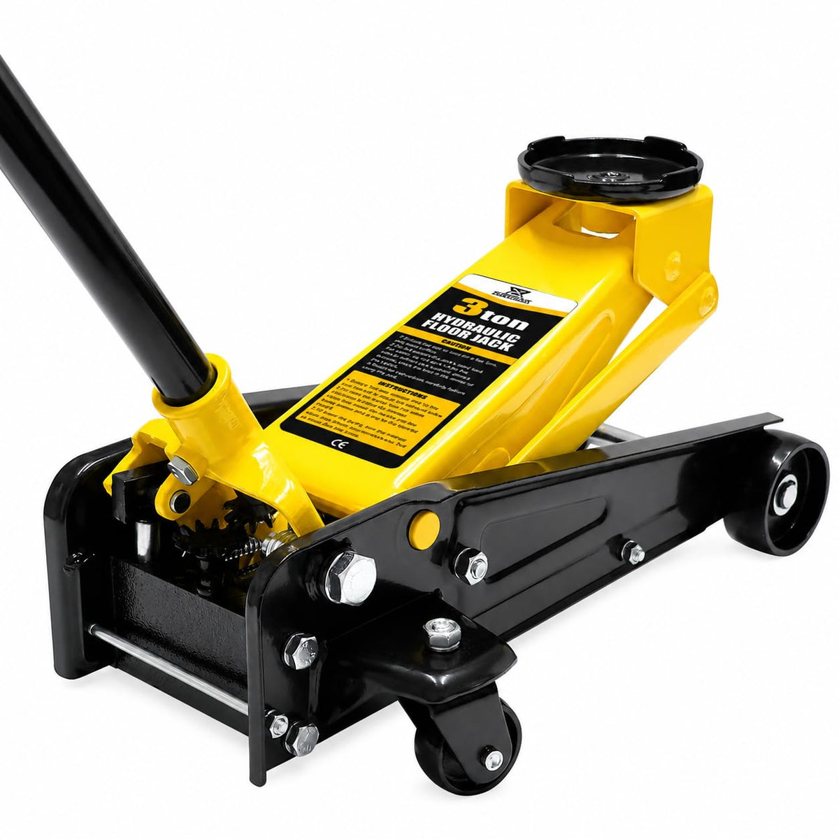 3 Ton Low Profile Steel Racing Floor Jack with Dual Pistons Quick Lift Pump T9584