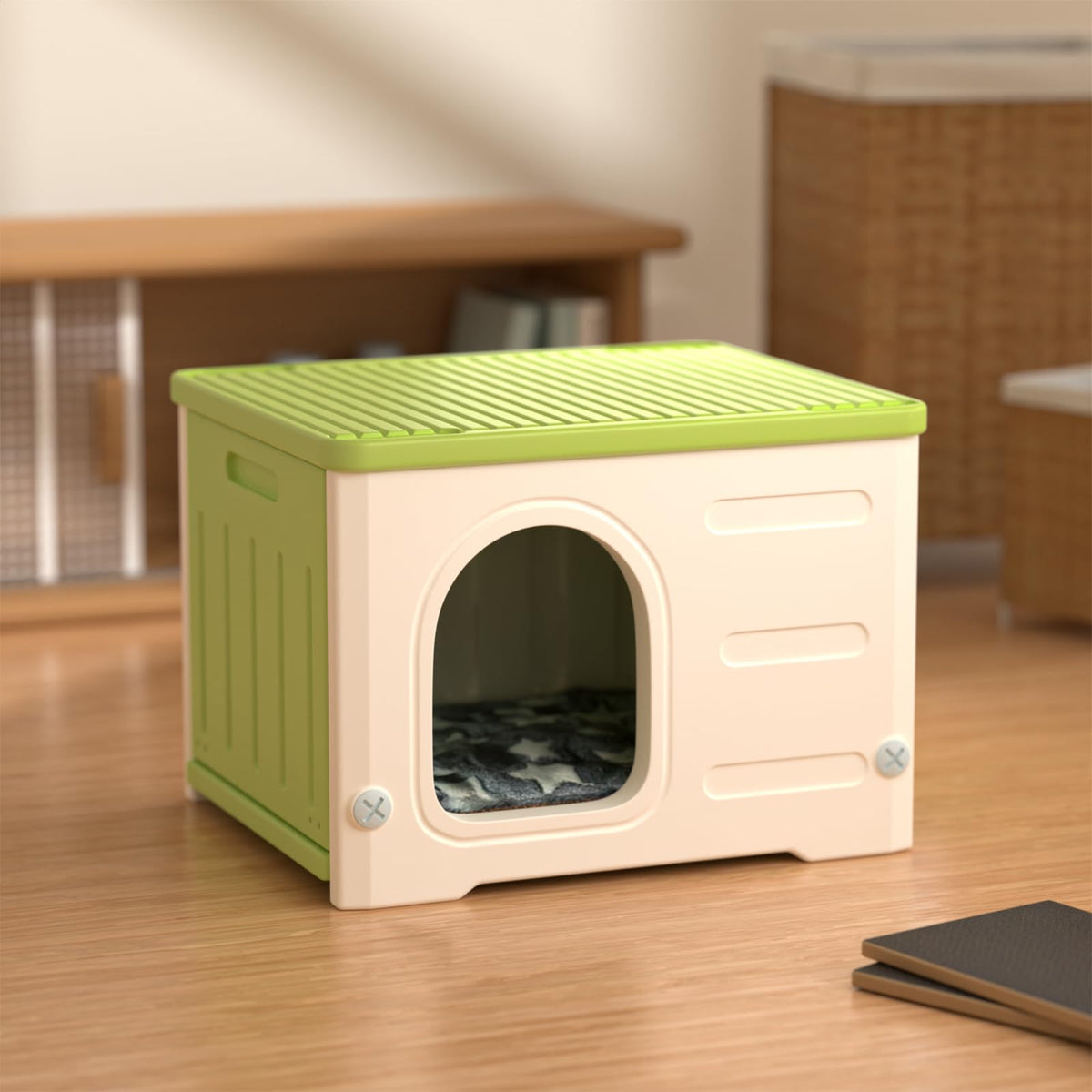 Plastic Stackable Weatherproof Elevated Cat House N738