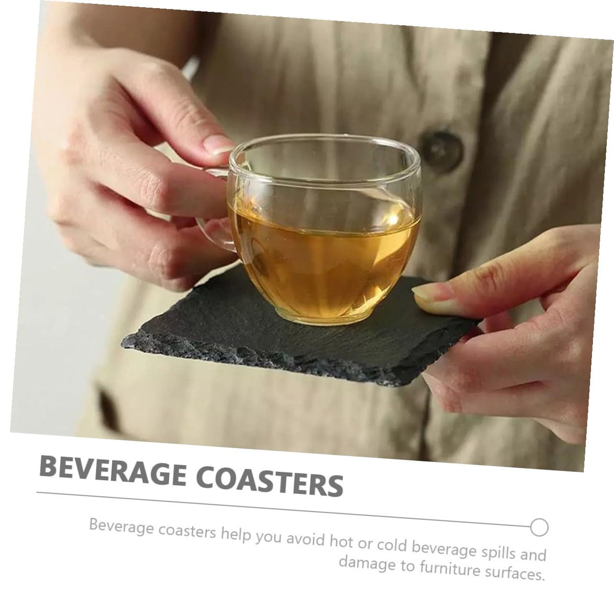 12pcs Natural Stone Coasters Non-Slip Drink Set Y11324