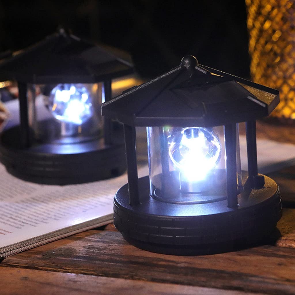 2 Pieces Solar Powered Lighthouse Shape Light V703