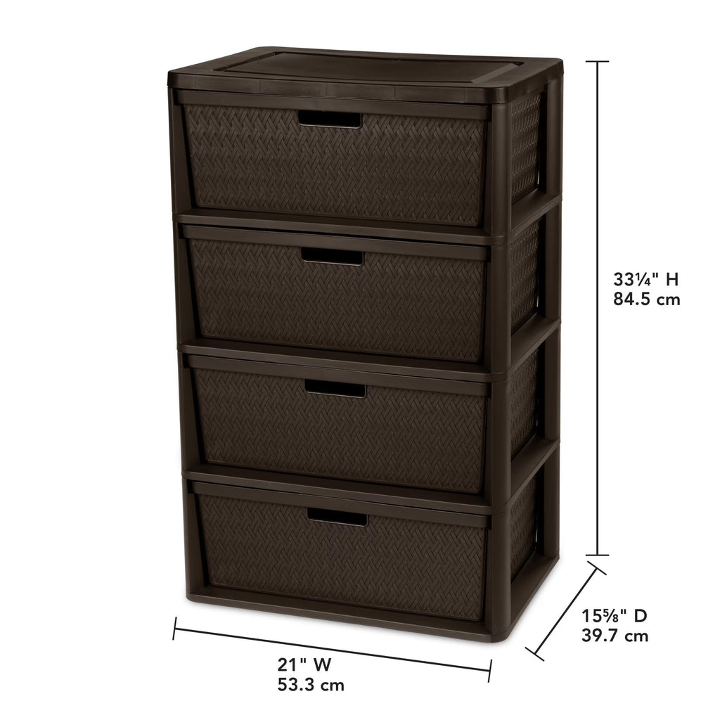 Brown 4 Drawer Plastic Storage Tower G361