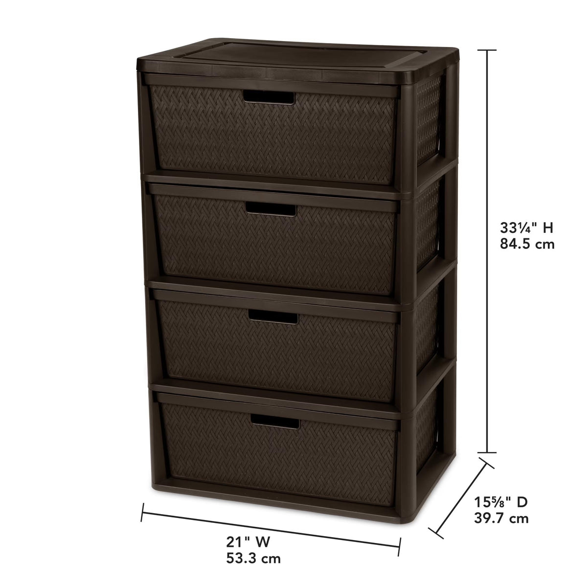 Brown 4 Drawer Plastic Storage Tower G361