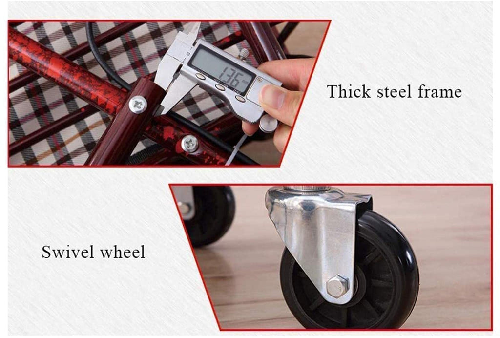 Folding Carbon Steel Rollator Walker Shopping Trolley G490743