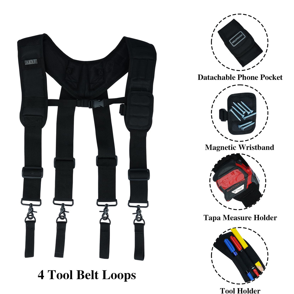 Magnetic Tool Belt Suspenders with Magnetic Wristband E76766