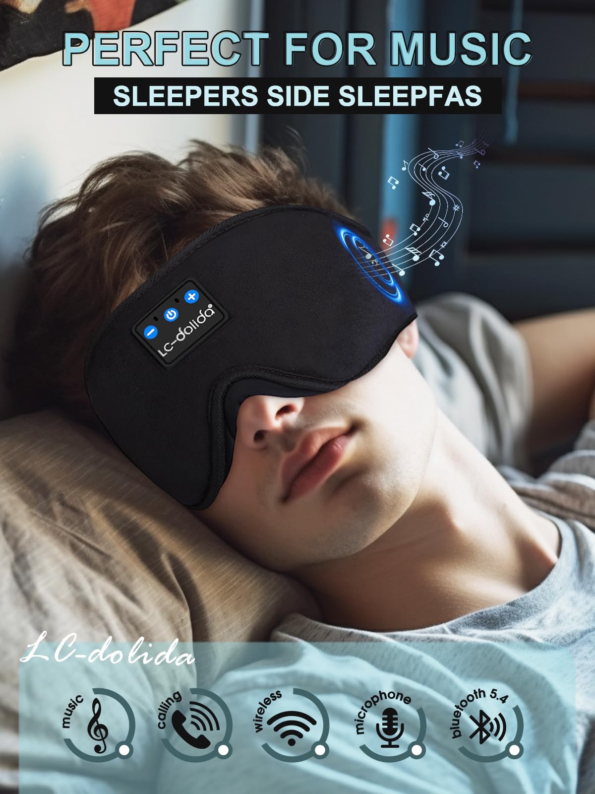 Sleep Mask Bluetooth Wireless Music Eye Mask F30434
