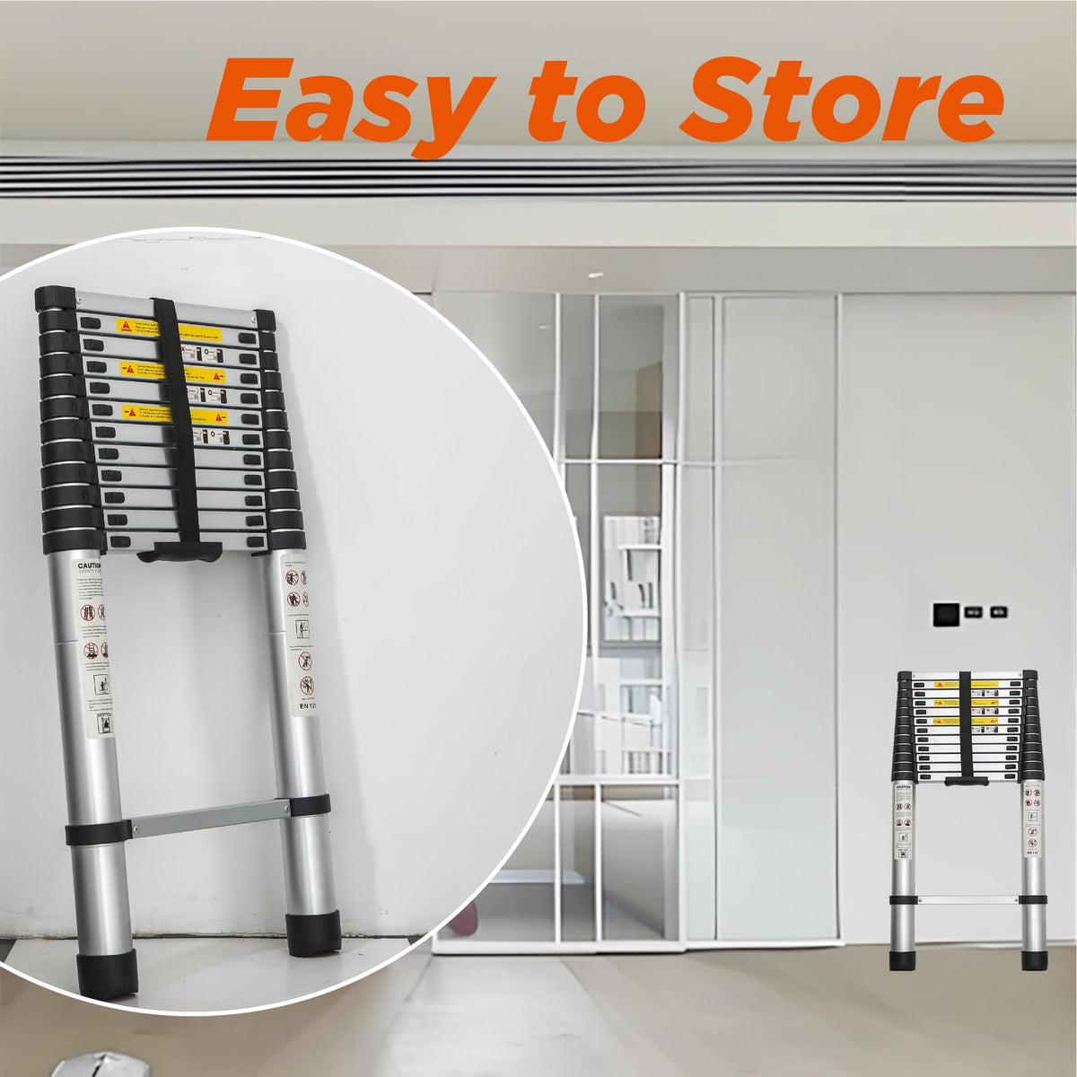 16.5FT Aluminum Telescoping Ladder, 300LB Capacity J96420