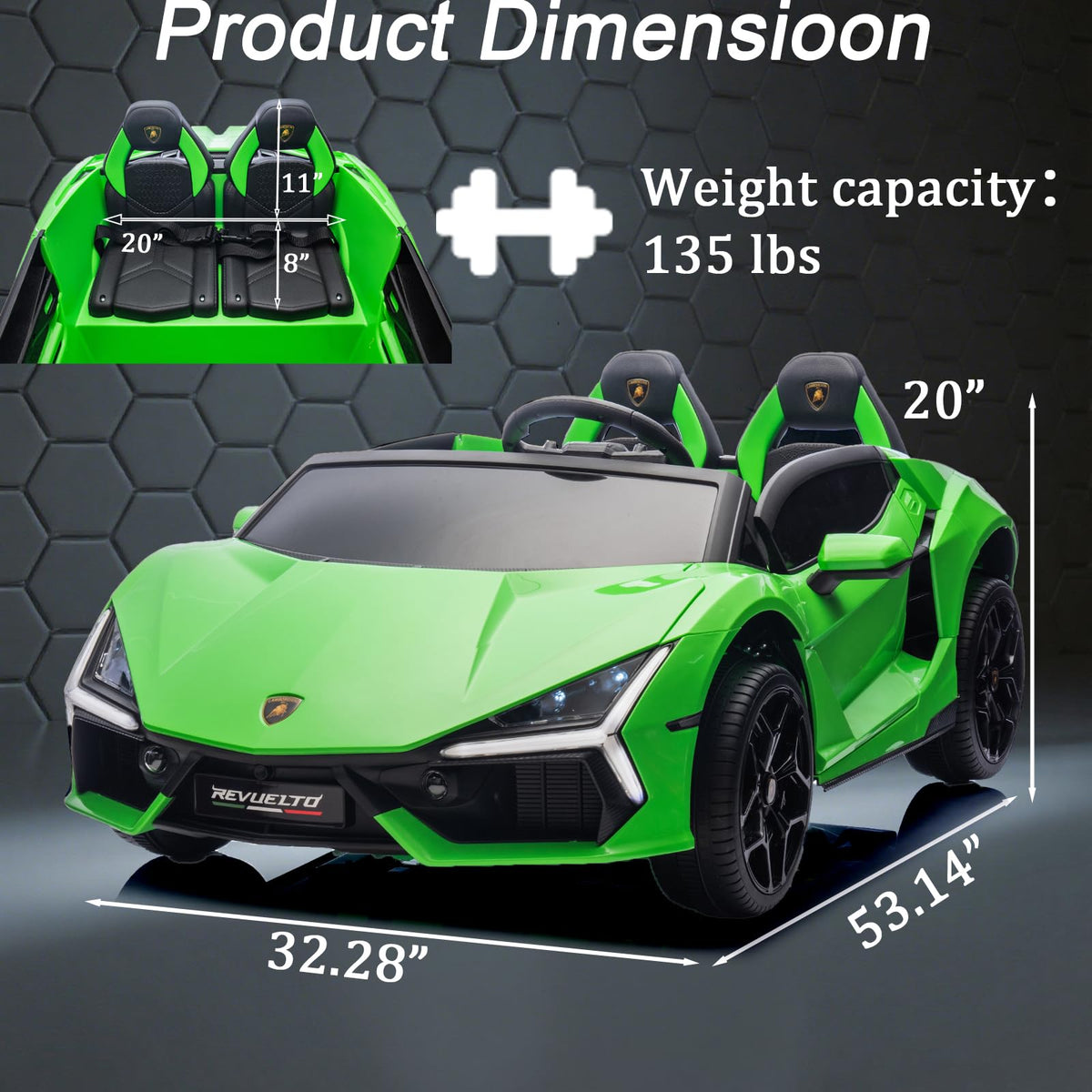 Green 24V 8Ah 2 Seater Ride On Car with Remote Control Q6080