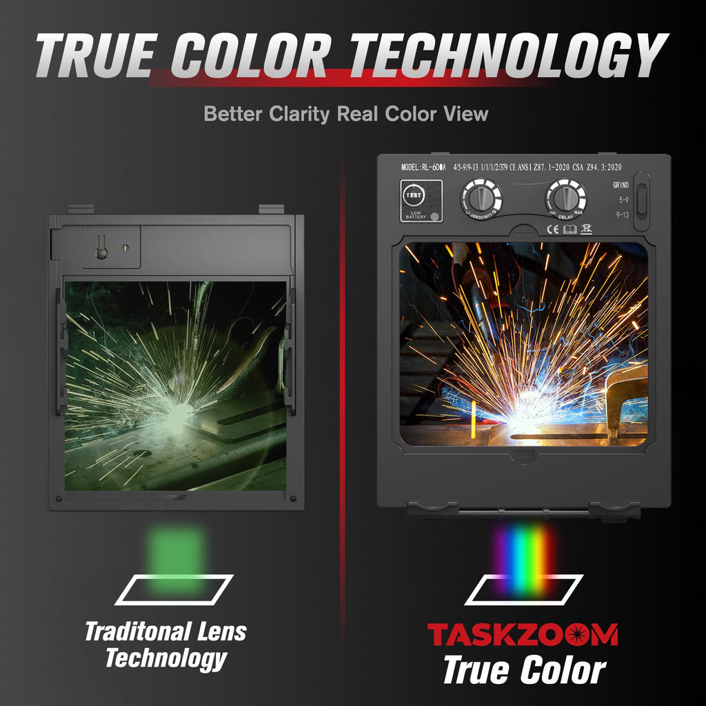 Auto Darkening Welding Helmet True Color Large View 4 Arc Sensors C864