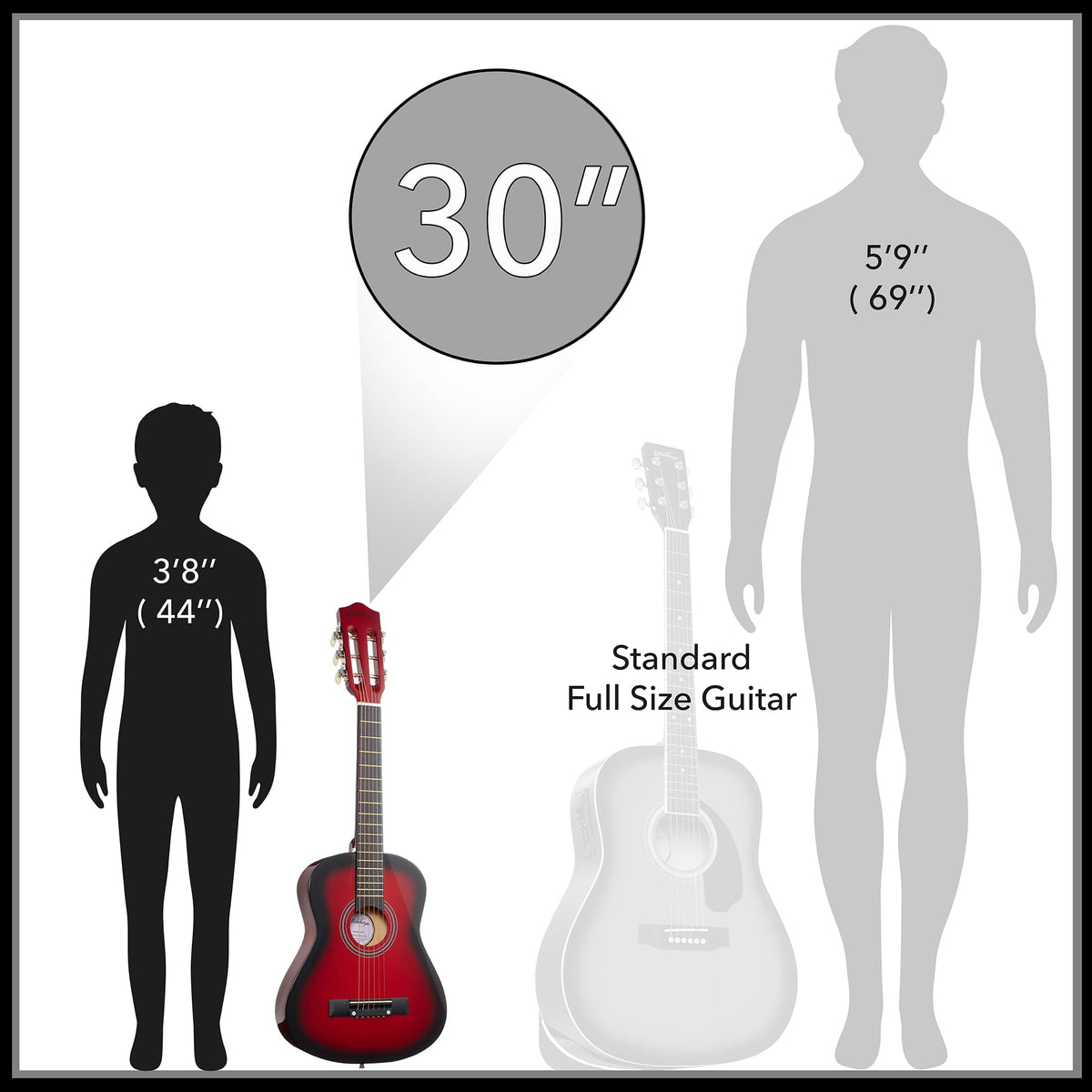 30-inch Kids Acoustic Guitar Beginner Kit with Gig Bag T323